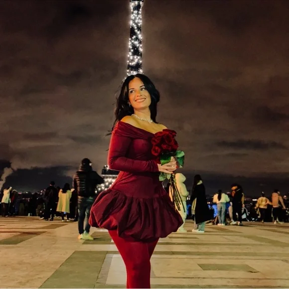 Oh Polly Burgundy Off-Shoulder Mini Dress - Picture 1 of 5